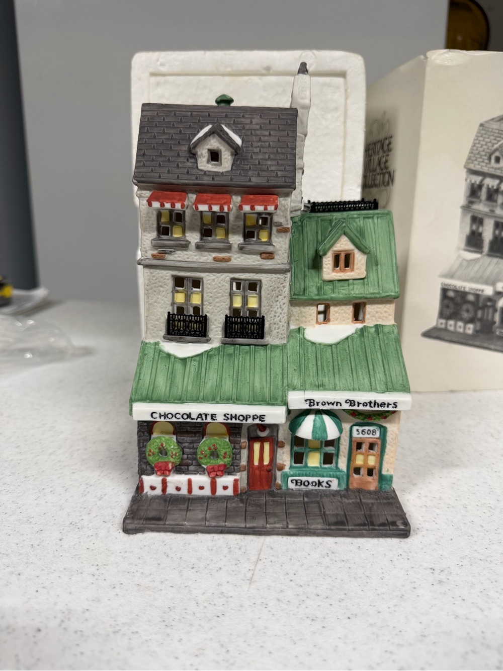 Department 56 Heritage Village Collection The Chocolate Shoppe Cord And Box! ‘88
